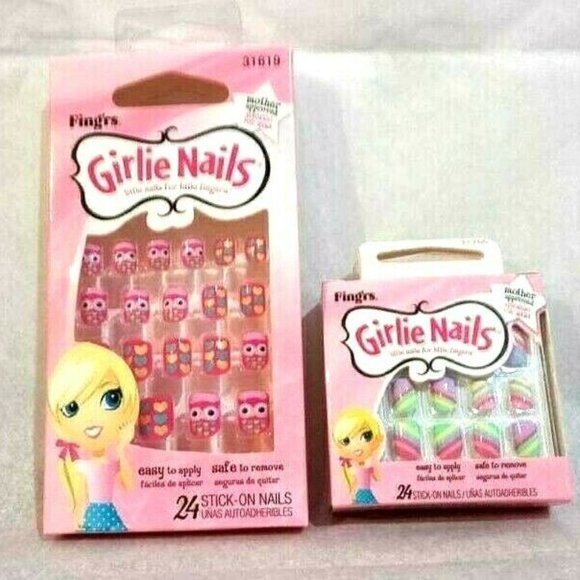 (2X) Fing'rs Girlie Nails For Girls Total 48 Nails - Picture 1 of 5